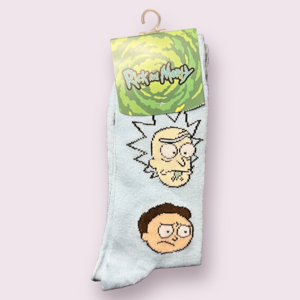 Rick & Morty Crew Socks – Light Blue Size 10-13